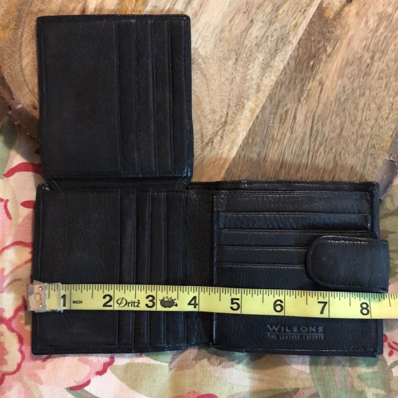 Vtg WILSON Leather Wallet Bilfold Gold HW Photo & 15 Card Paper Bill+SnapClose - Picture 12 of 13
